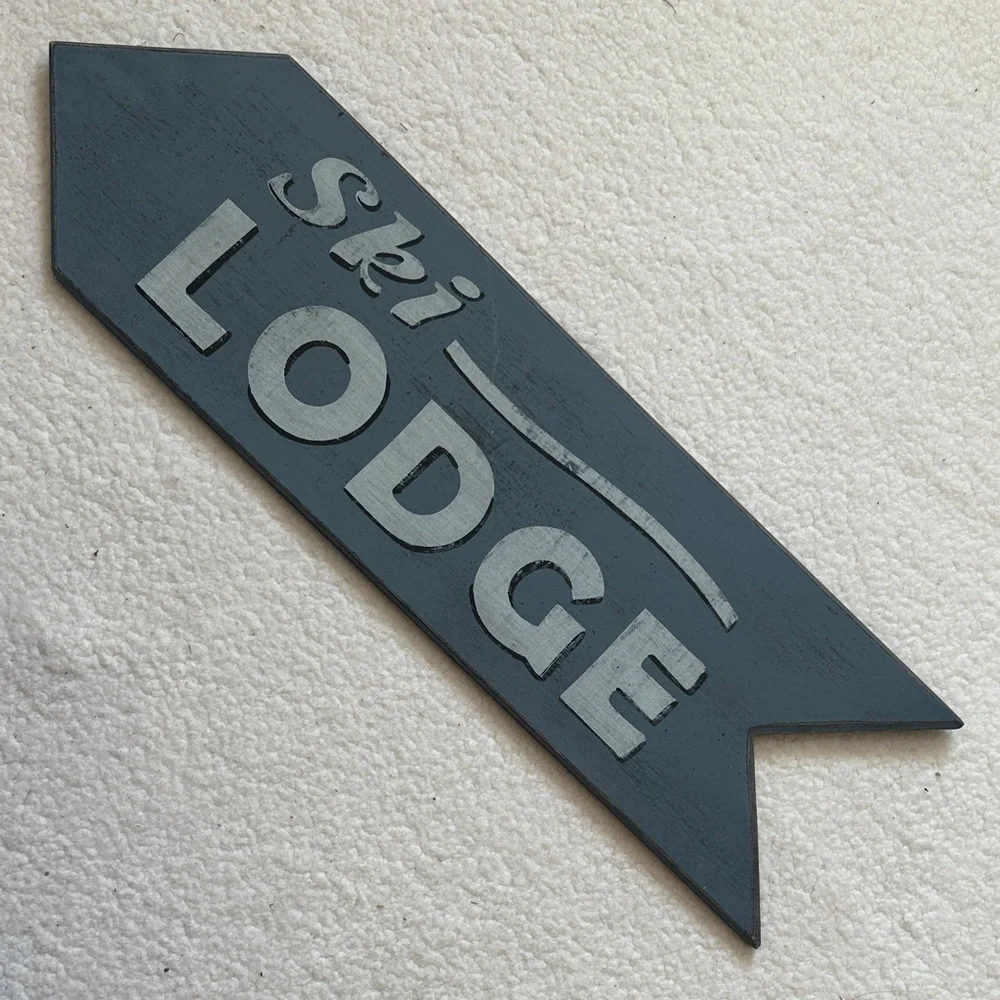 Adventure Marketing wooden Blue Ski Lodge Wall Decor Sign “ski Lodge” Rustic